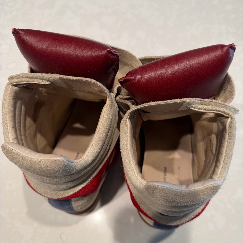 Isabel Marant Tan and Red Wedge Sneakers - Picture 3 of 9